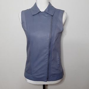 BB Dakota Robin Egg Blue Leather Moto Vest
